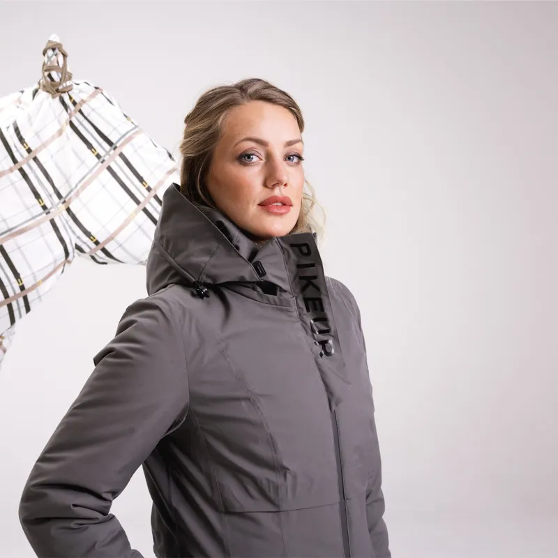 Pikeur Selection Ladies Long Raincoat - Foggy Green-5